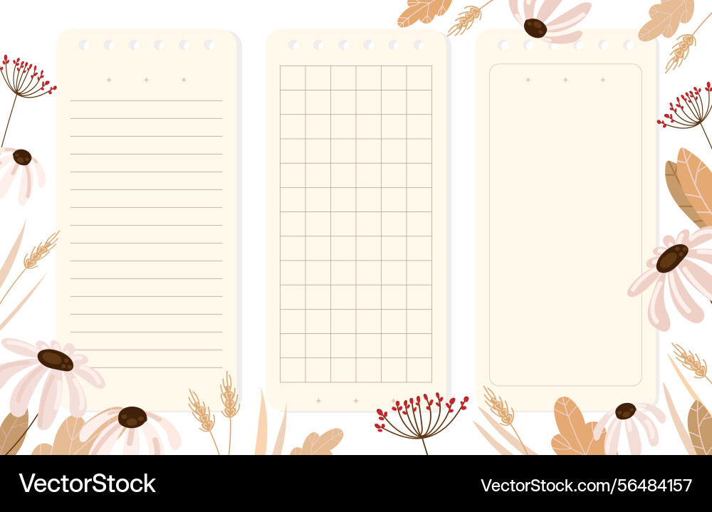 Notepad paper templates with lined grid and blank Vector Image