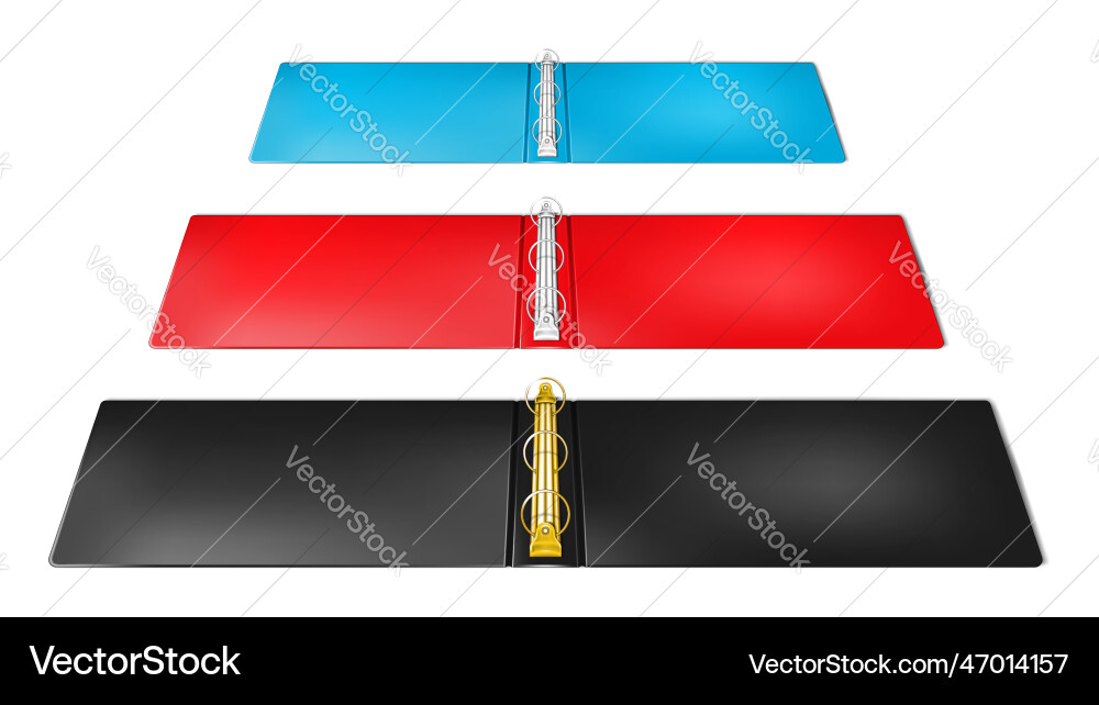 Open 3 ring binder file folder side view Vector Image