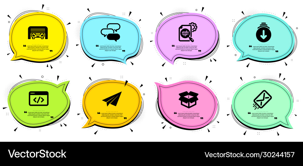 Open box seo script and scroll down icons set Open box seo script and scroll down icons set Vector Image