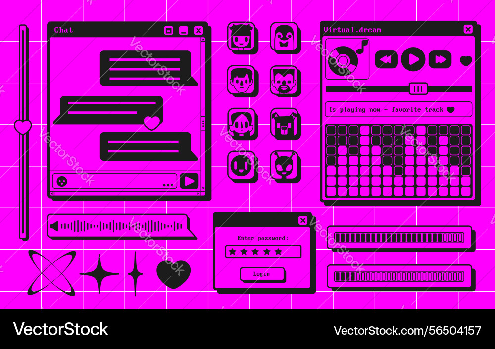 Retro user interface screens Retro user interface screens vector image