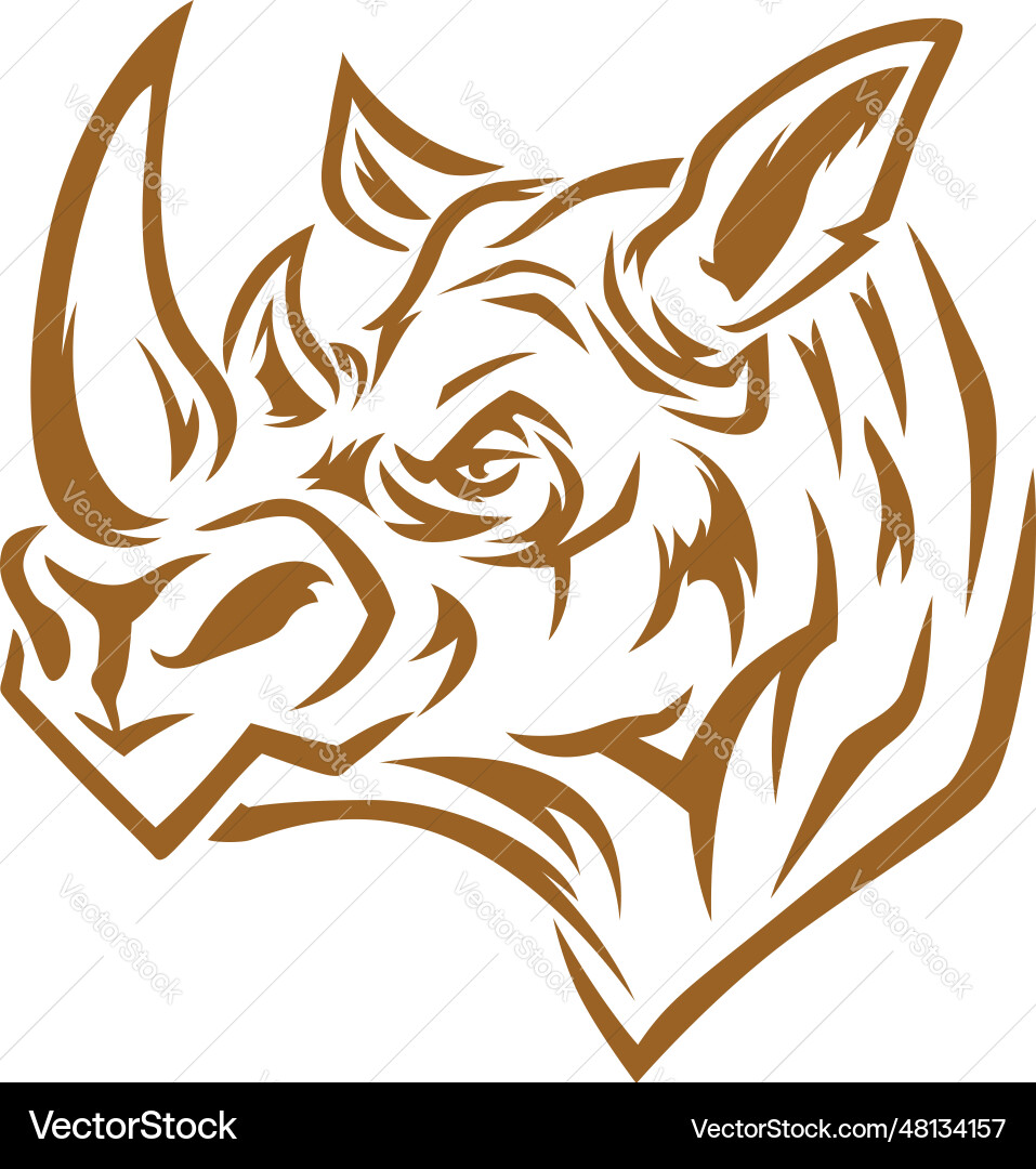 Rhino face printable stencil art design vector image