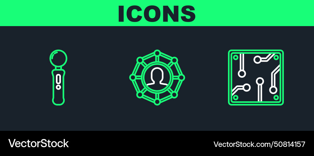 Set line processor gamepad and project team base Set line processor gamepad and project team base vector image