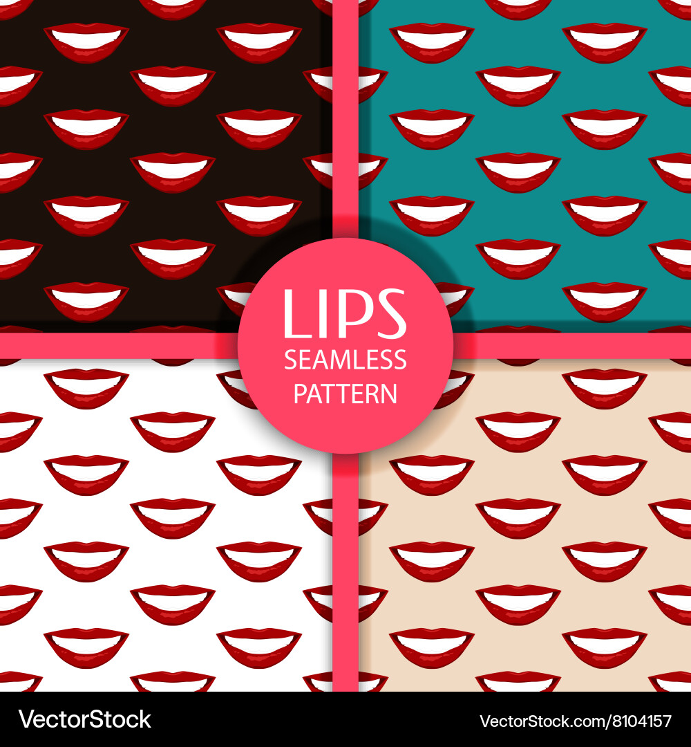 Set of seamless patterns with lips Vector Image