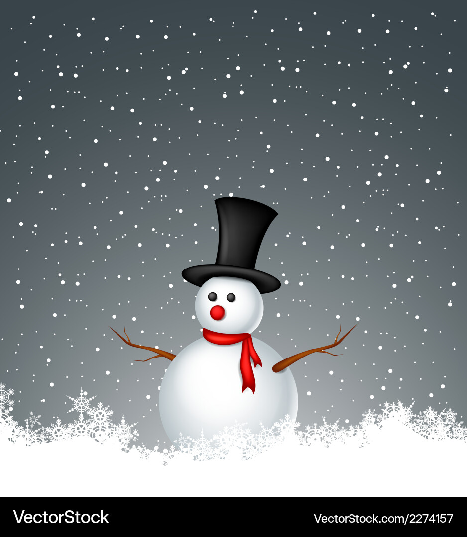 Snowman with Snowflake Background vector image