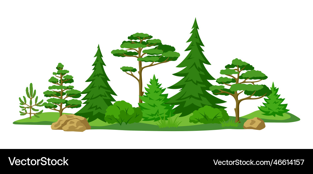 Spring or summer forest background with stylized Spring or summer forest background with stylized vector image