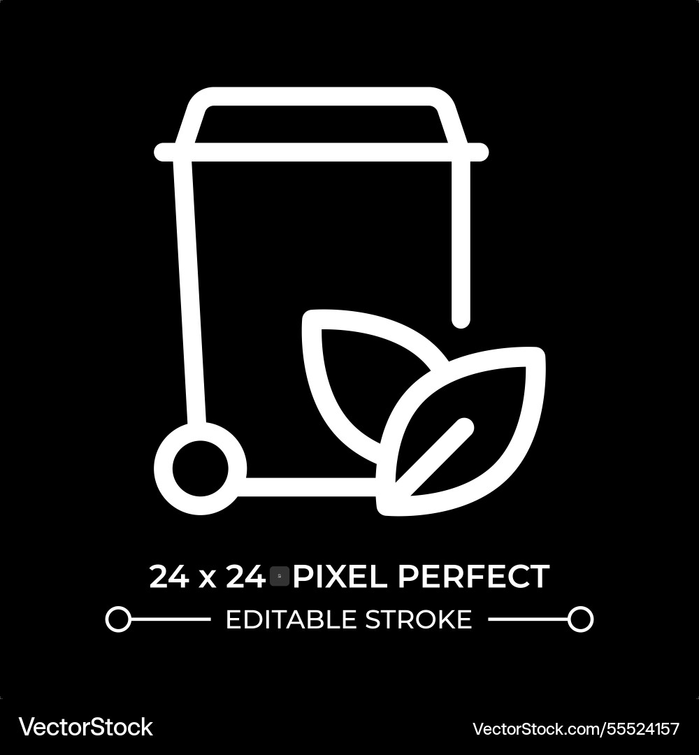 Trash can with leaves line ui icon isolated Trash can with leaves line ui icon isolated vector image