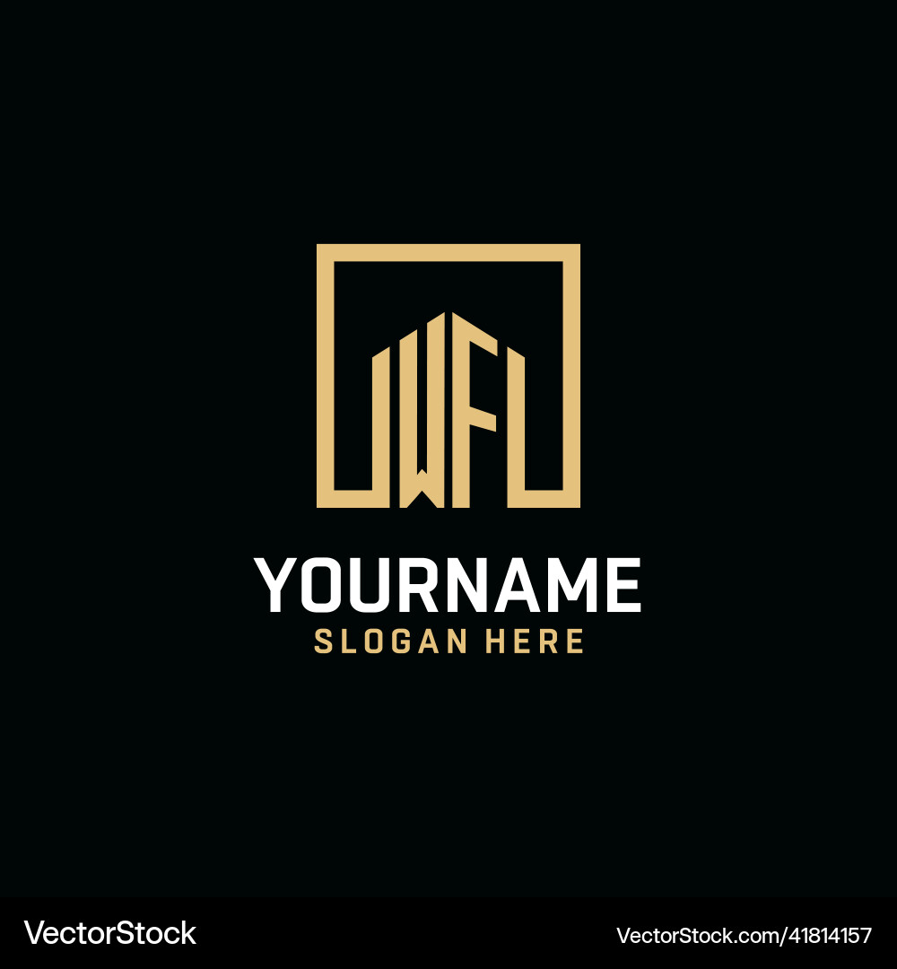 Wf initial monogram logo design with square shape Vector Image