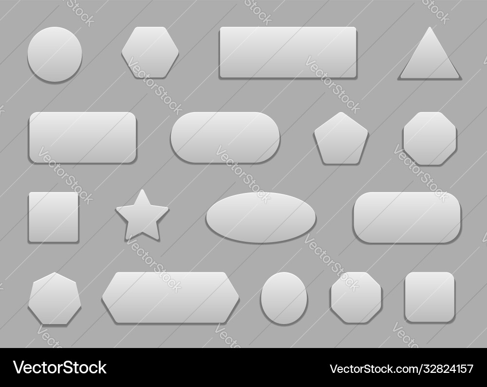 White 3D Rounded Badge Button vector image