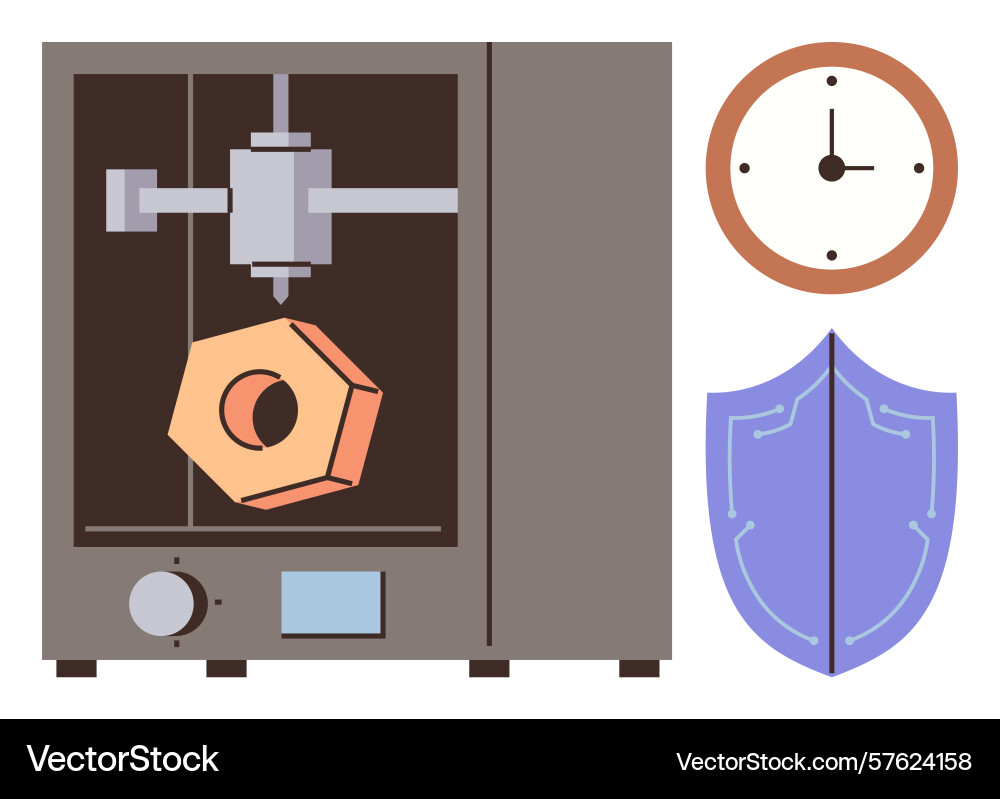 3d printer creating an object with time 3d printer creating an object with time vector image