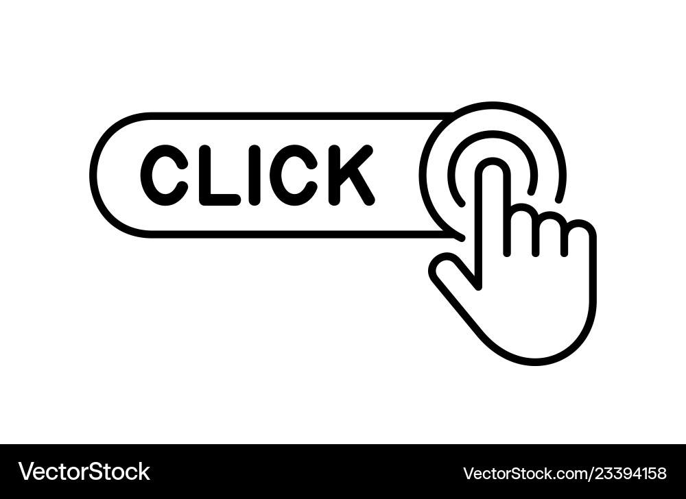 Click here button with hand icon vector image