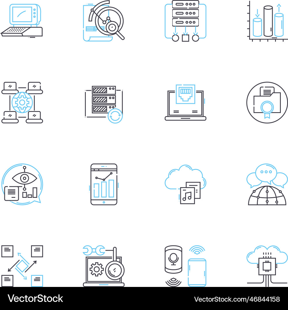 Data encryption linear icons set security Data encryption linear icons set security vector image