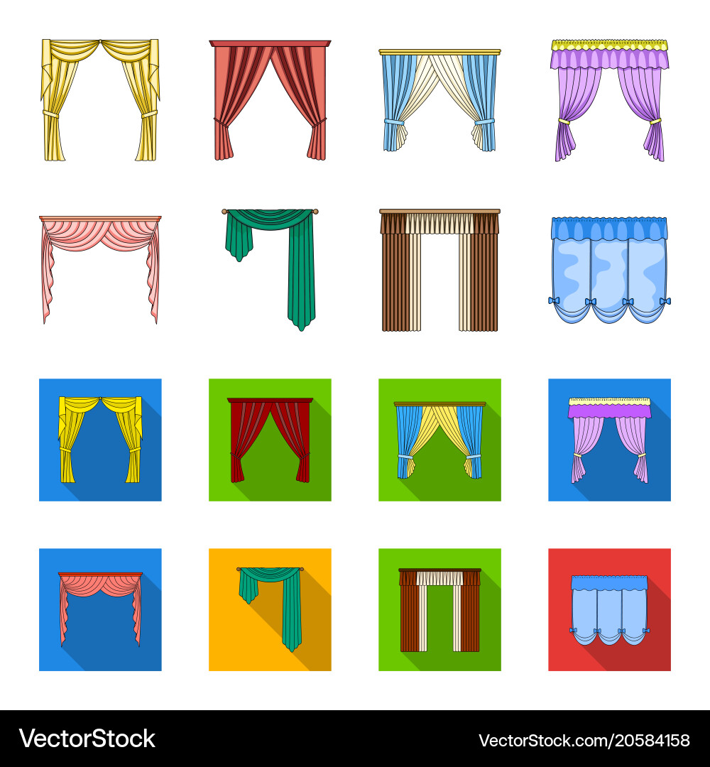 Different types of window curtainscurtains set Vector Image