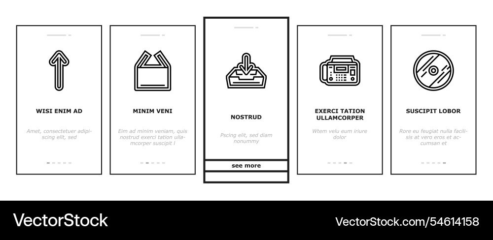 Download file computer data onboarding icons set Download file computer data onboarding icons set vector image