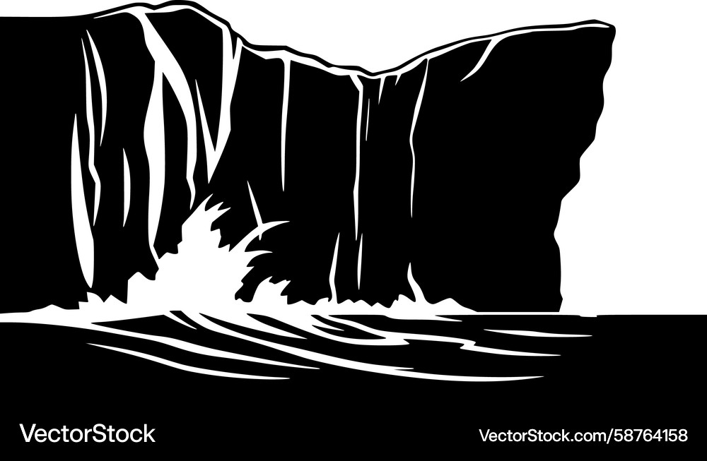 Dramatic Cliffside Waves Vector Image