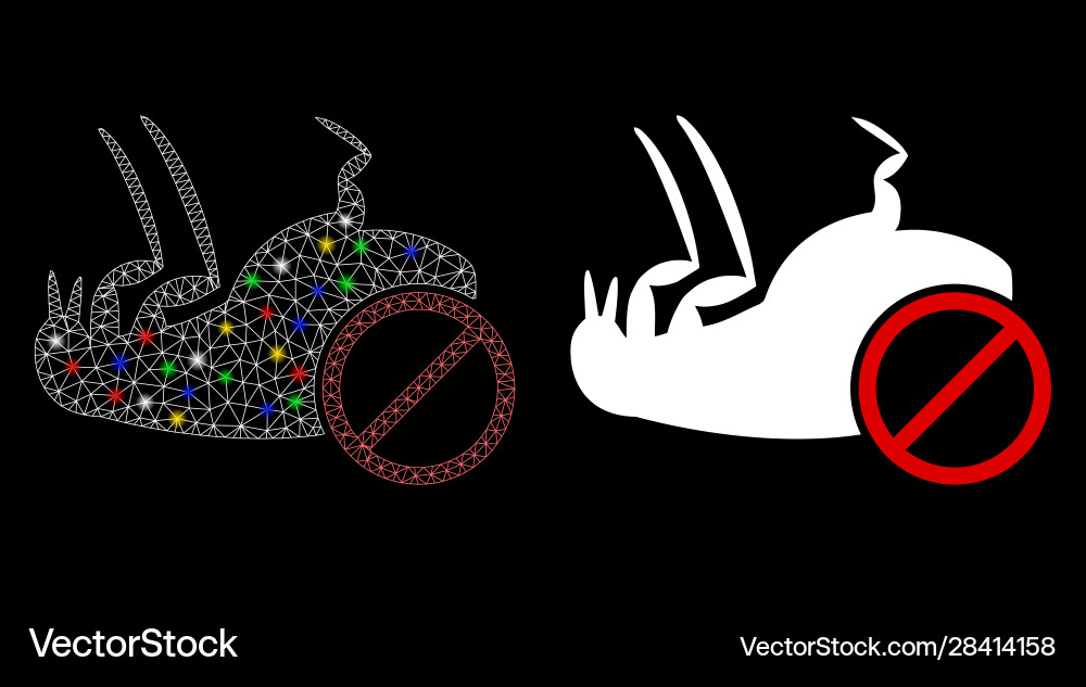 Flare mesh wire frame stop flea icon with Flare mesh wire frame stop flea icon with vector image