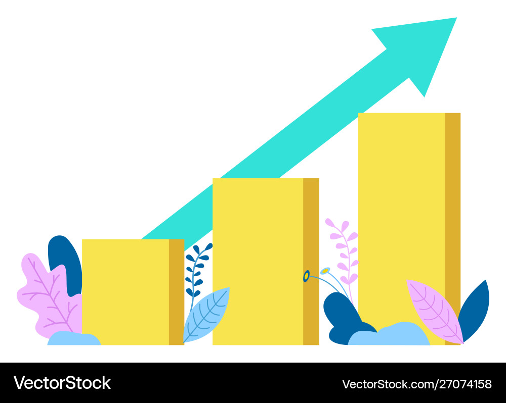 Growing diagram chart with arrow isolated graphs Growing diagram chart with arrow isolated graphs vector image