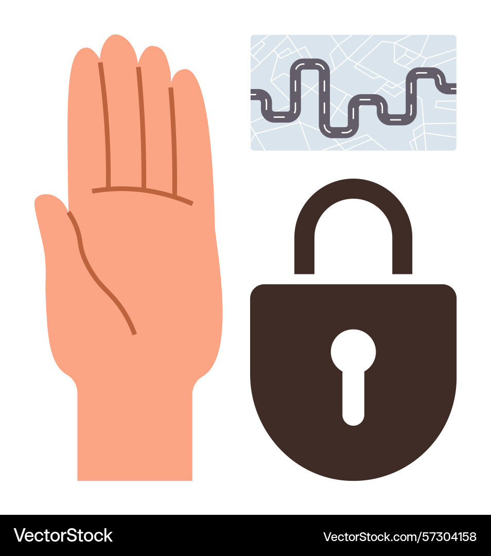 Handprint recognition and secure access padlock Handprint recognition and secure access padlock Vector Image