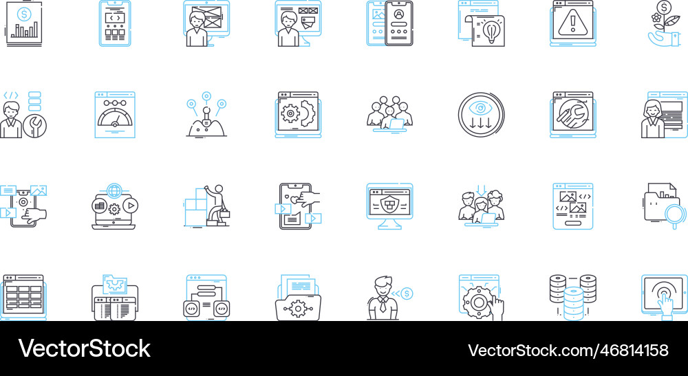 Mobile development linear icons set android ios Mobile development linear icons set android ios vector image