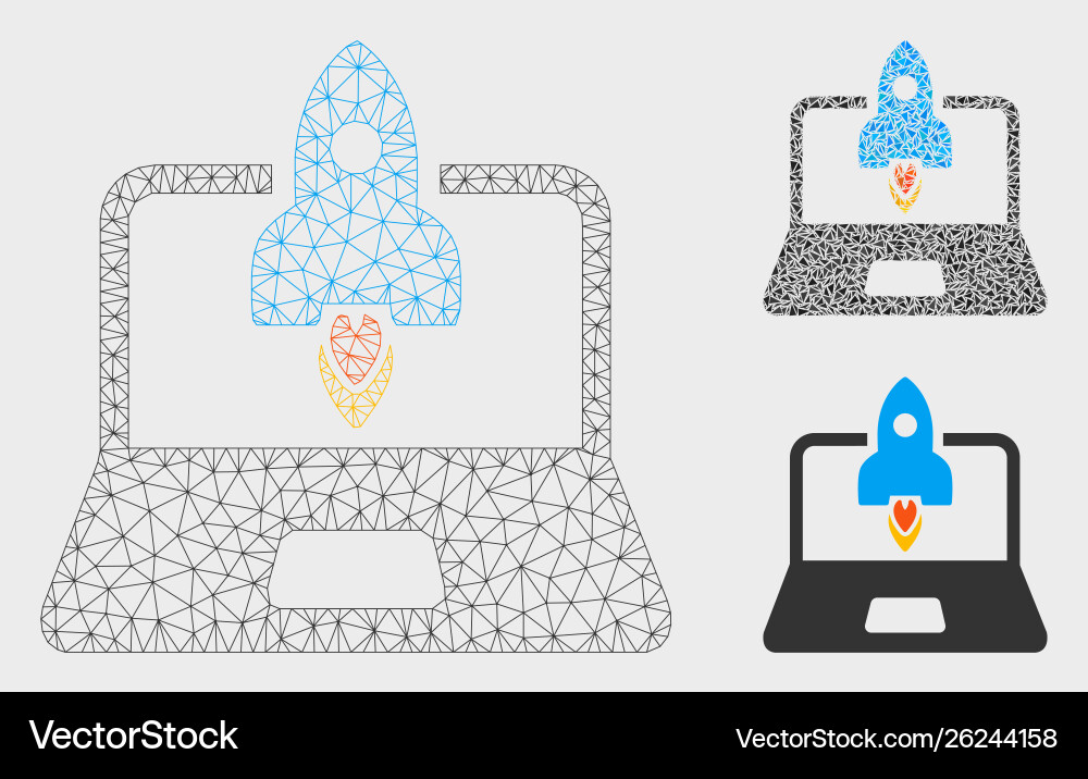Rocket startup notebook mesh network model Rocket startup notebook mesh network model vector image