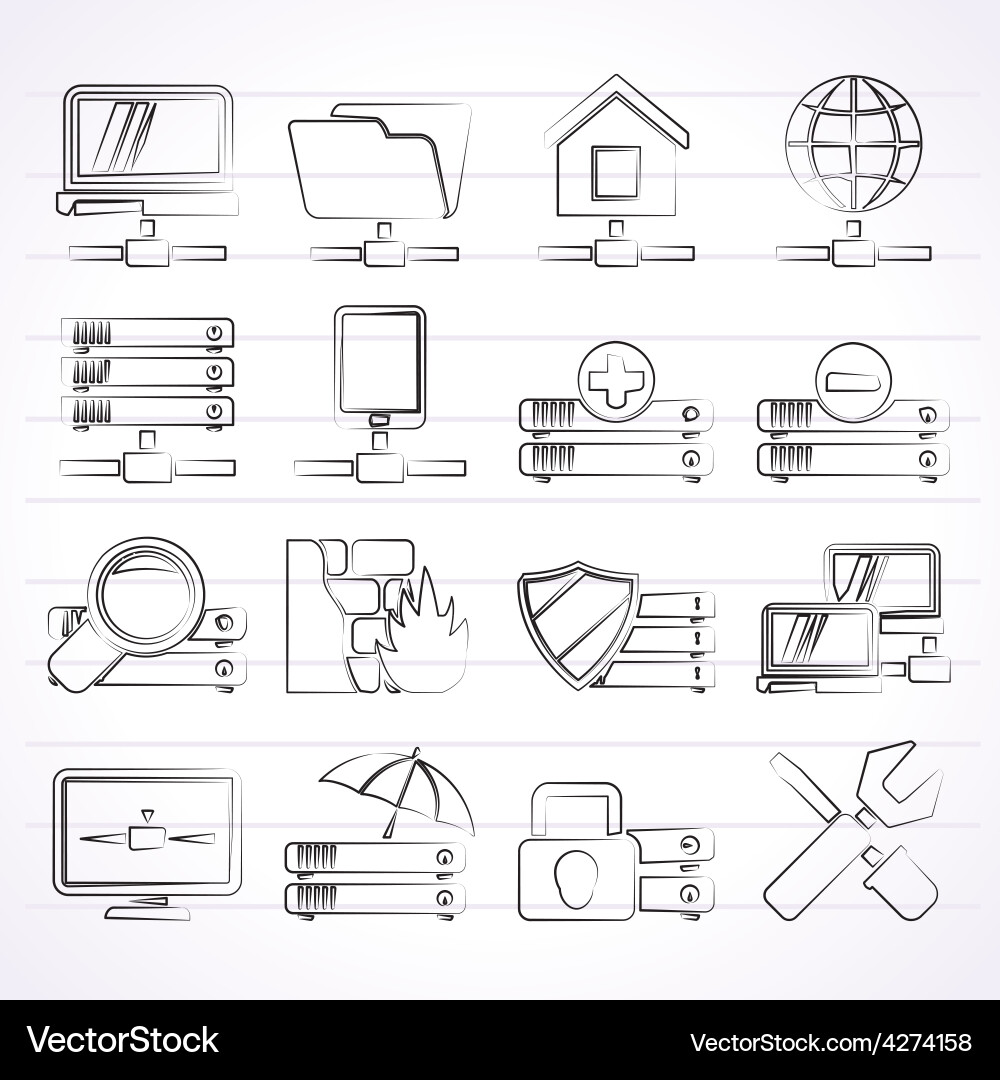 Server hosting and internet icons vector image