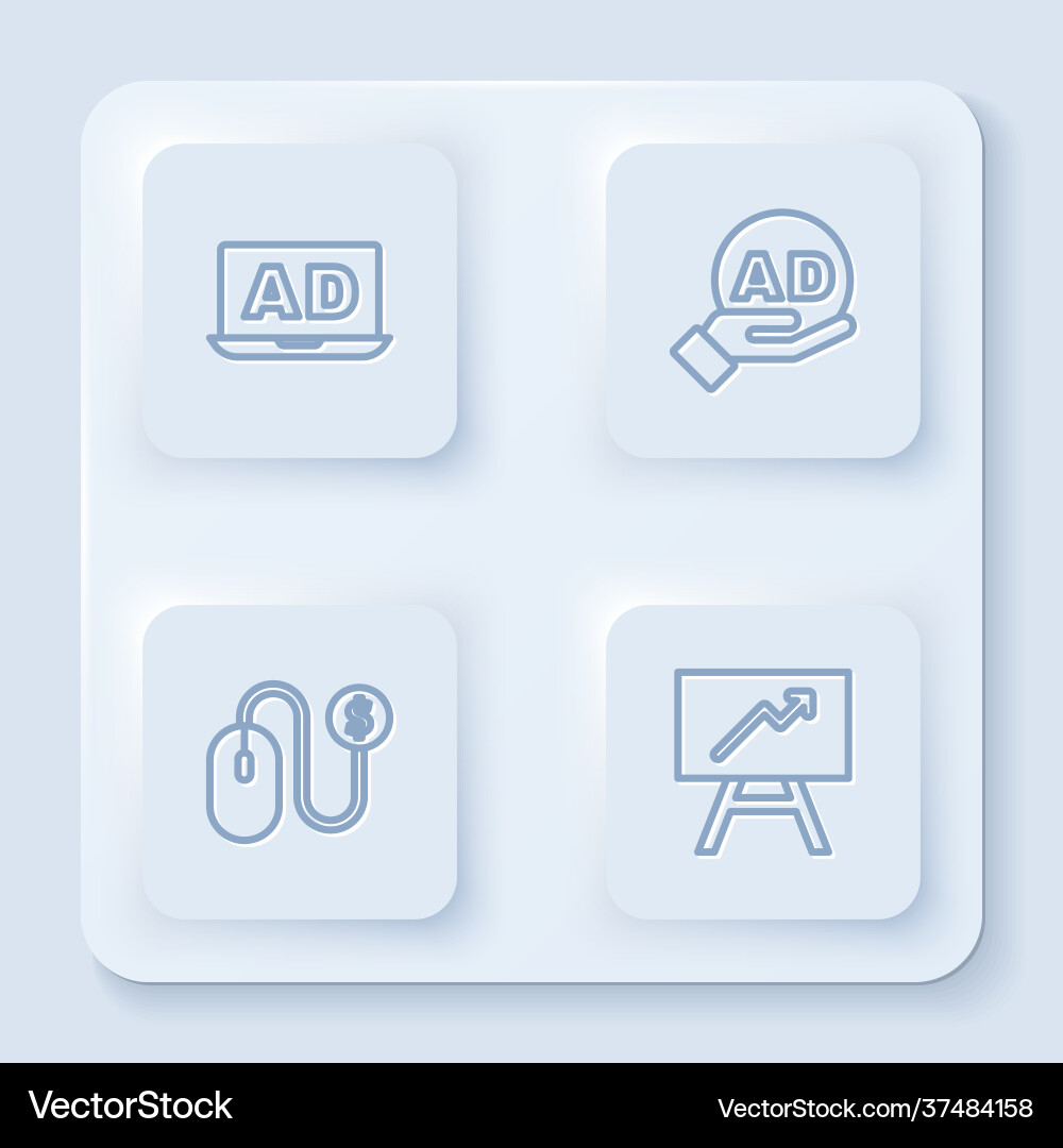 Set line advertising and board with graph chart Set line advertising and board with graph chart vector image