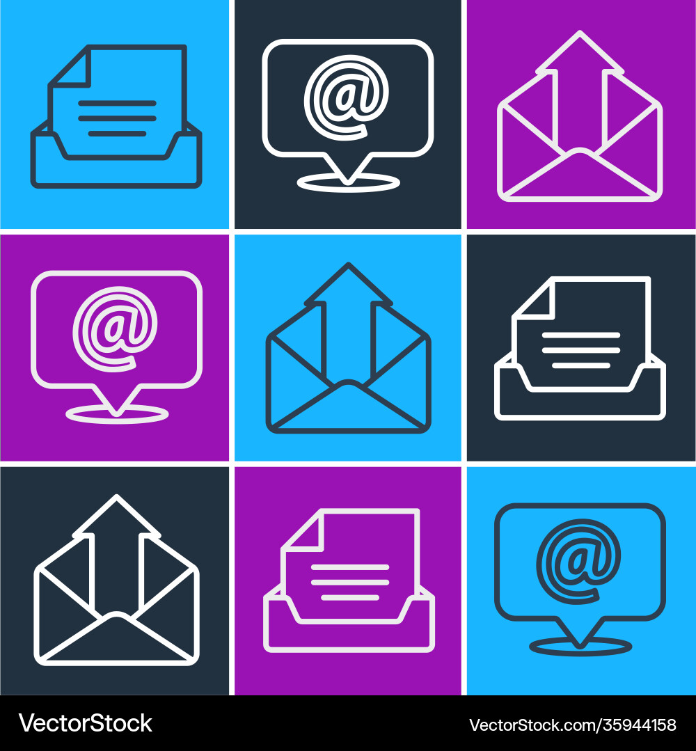 Set line drawer with document outgoing mail Set line drawer with document outgoing mail vector image