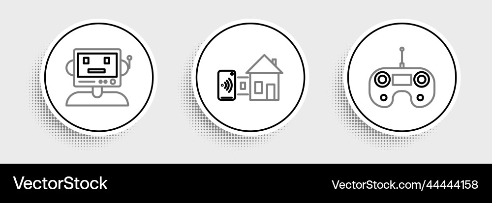 Set line remote control robot and smart home icon Vector Image
