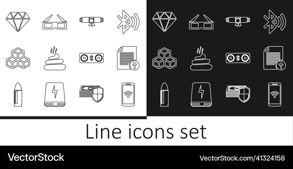 Set line smartphone with wireless upload file Set line smartphone with wireless upload file vector image