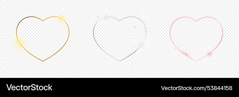 Set of three heart shape frames Set of three heart shape frames vector image