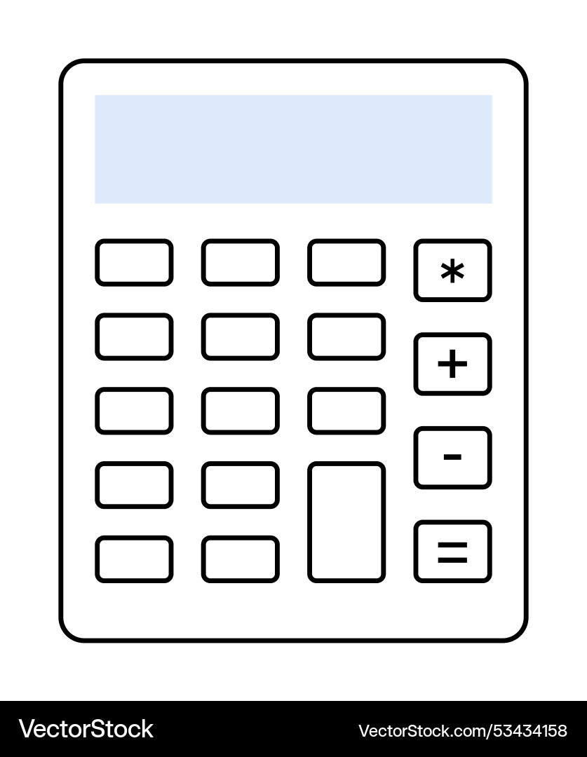 Simple calculator with basic arithmetic functions Vector Image