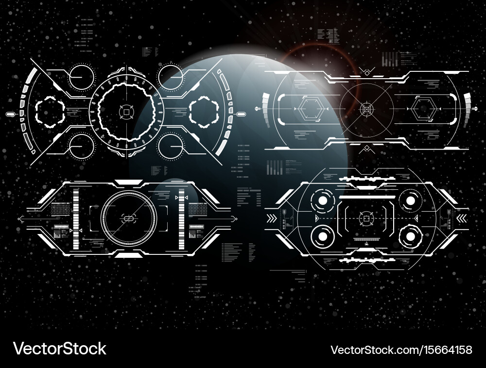 Spaceship HUD Interface Elements vector image
