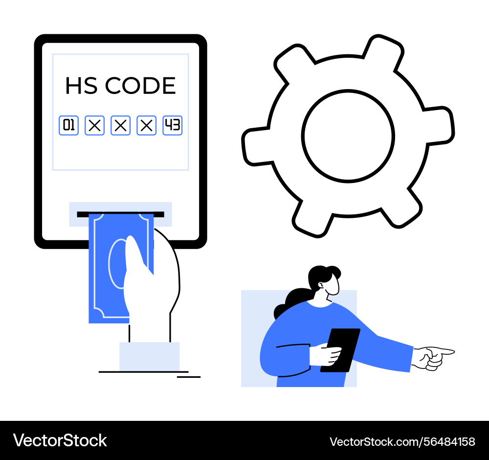 Trade and customs system with hs code input Trade and customs system with hs code input Vector Image