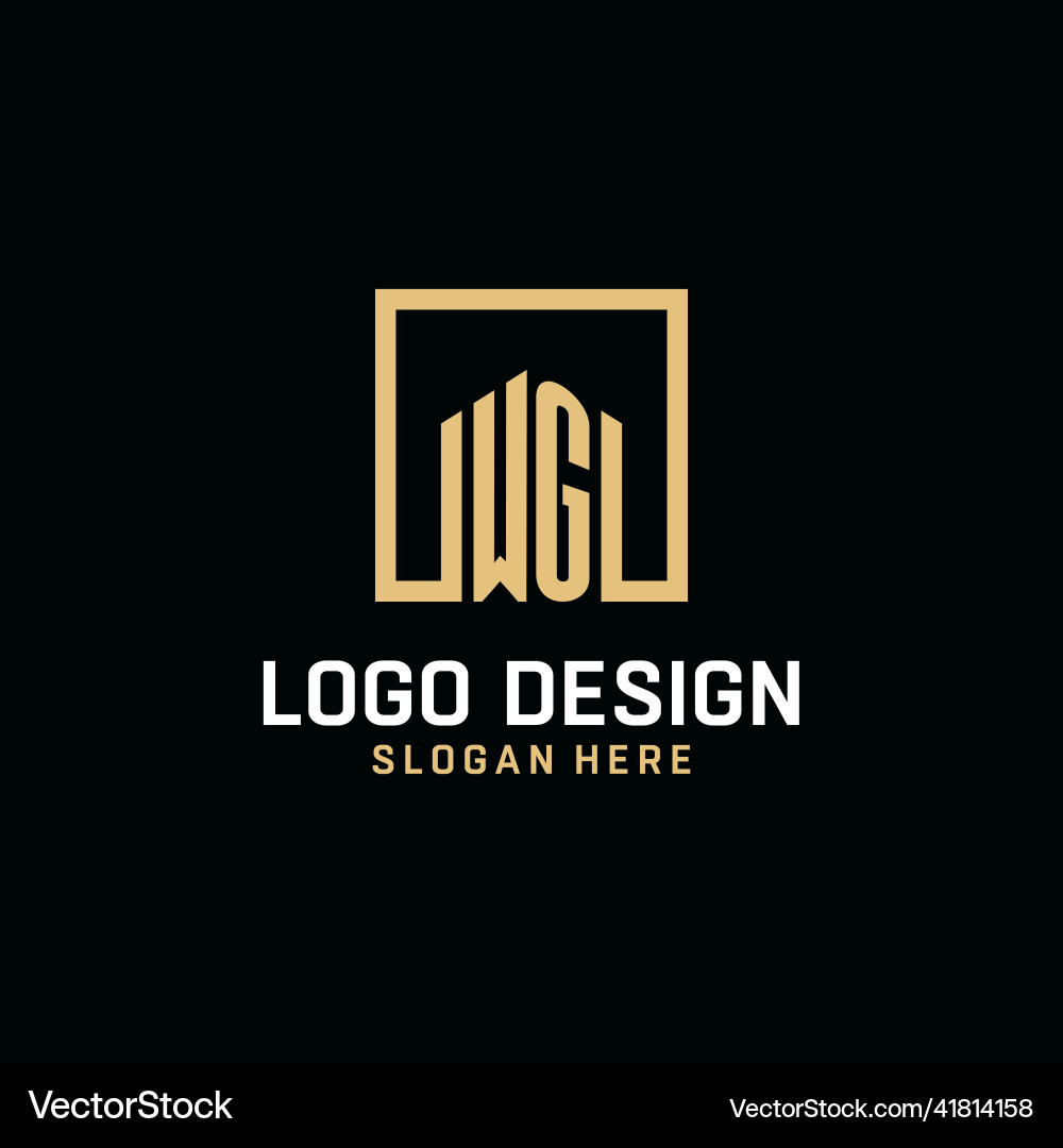 Wg initial monogram logo design with square shape vector image