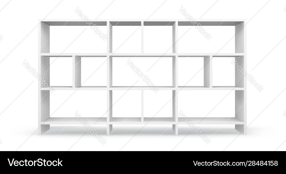 White empty bookcase template realistic isolated White empty bookcase template realistic isolated vector image