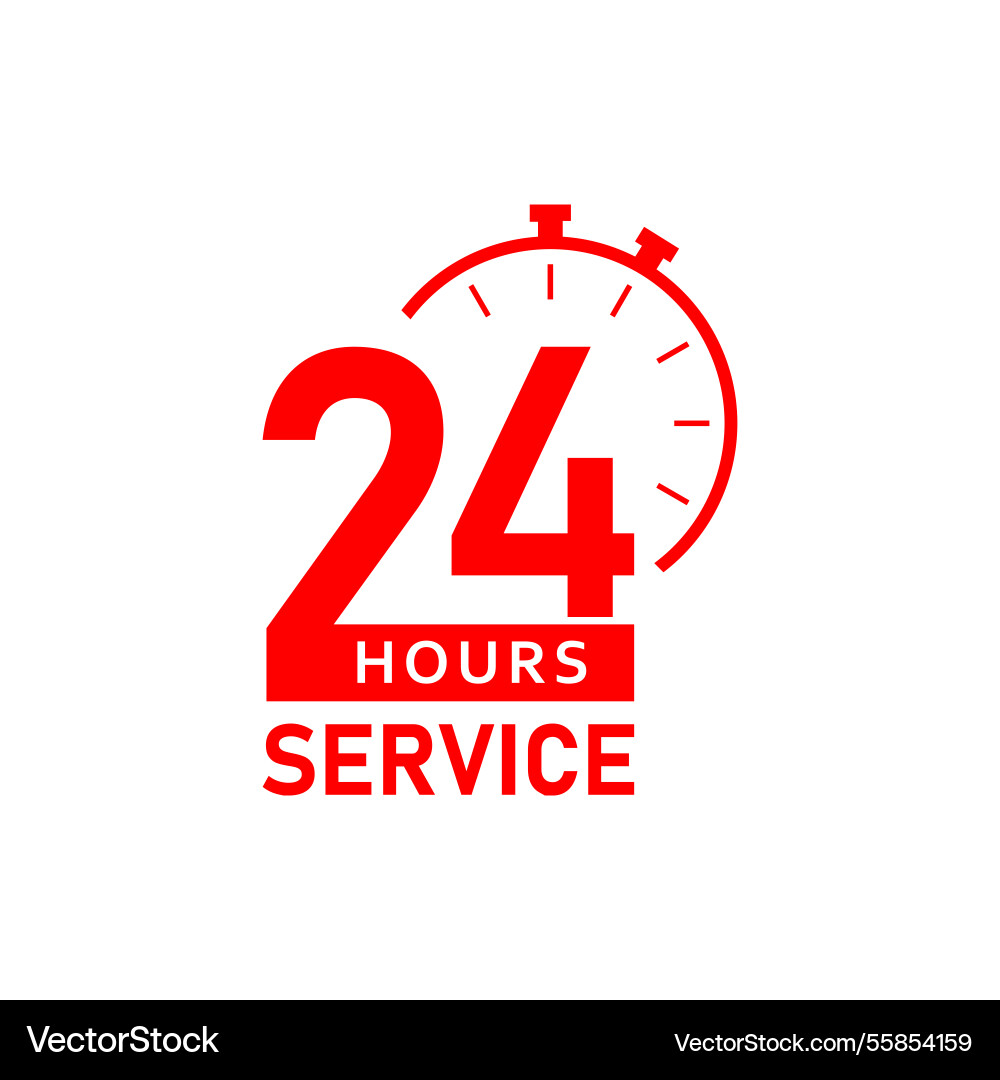 24 hours service label with arrow Vector Image