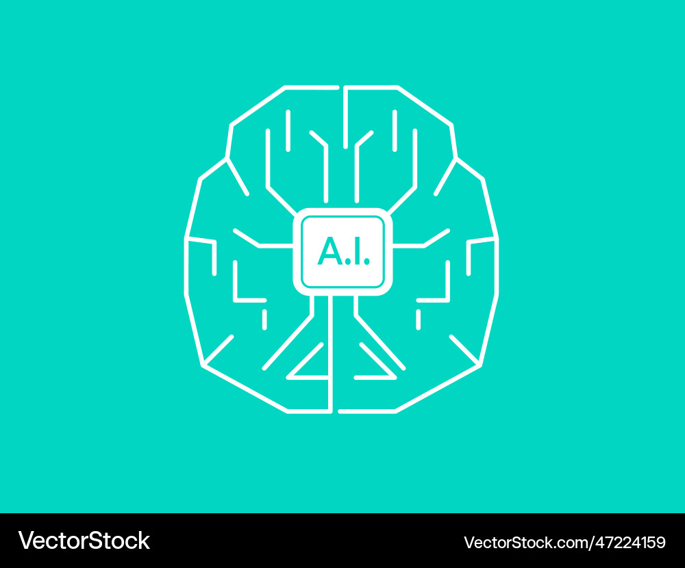 Artificial intelligence in brain shape Artificial intelligence in brain shape vector image
