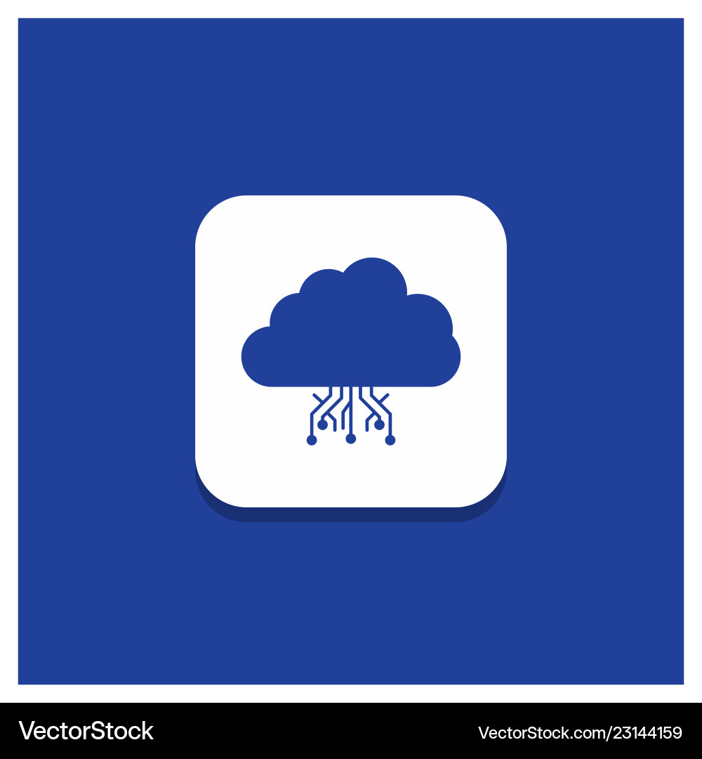 Blue round button for cloud computing data Vector Image