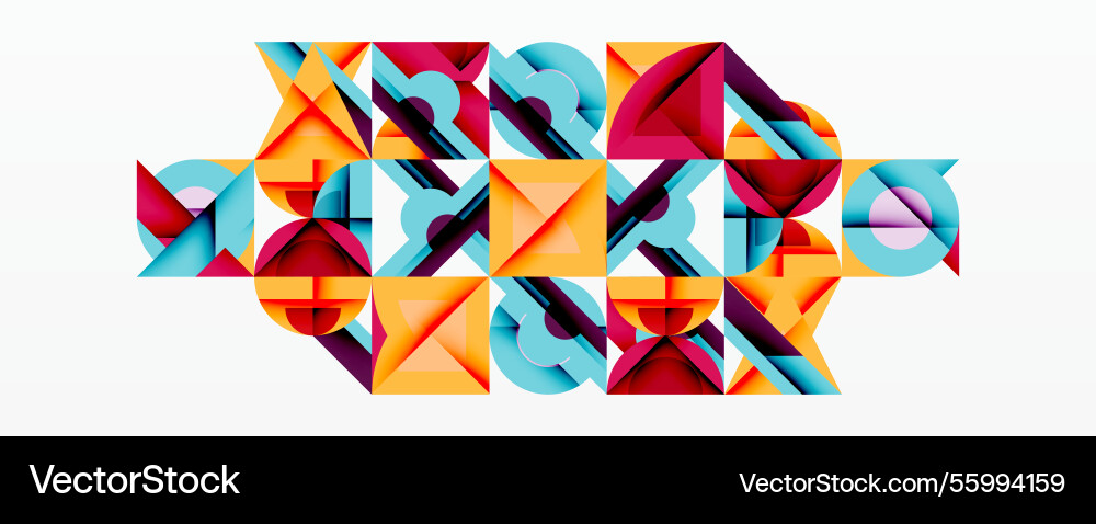 Circles squares lines abstract background Vector Image