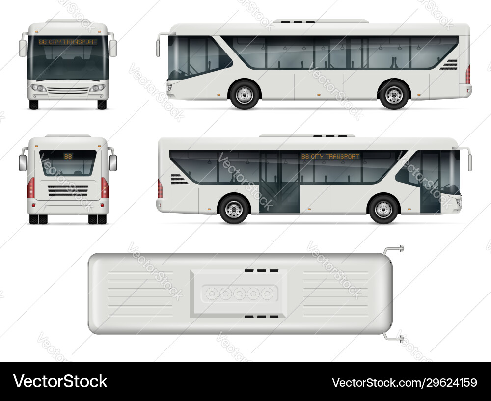 City Bus Mockup - Multiple Views Vector Image