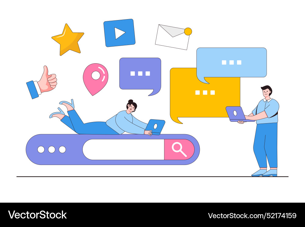 Communication via the internet social networking Communication via the internet social networking vector image