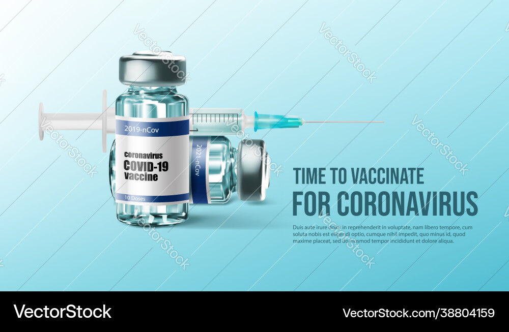 Coronavirus vaccine or vaccination bottle vector image