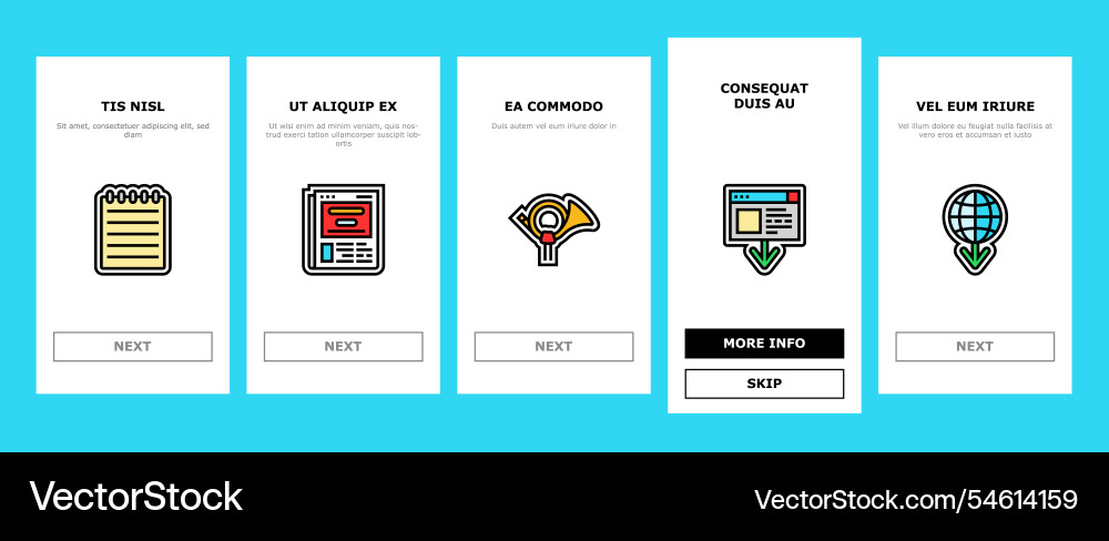Download file computer data onboarding icons set Download file computer data onboarding icons set vector image