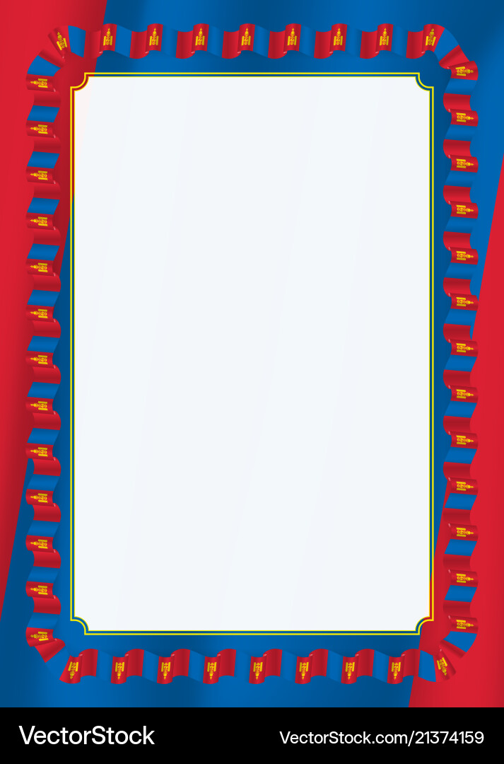 Frame and border of ribbon with mongolia flag Frame and border of ribbon with mongolia flag Vector Image