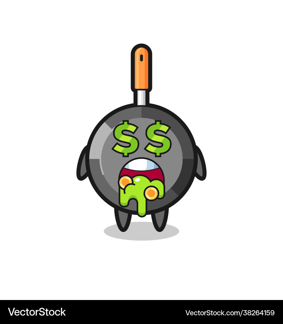 Frying pan character with an expression crazy Vector Image