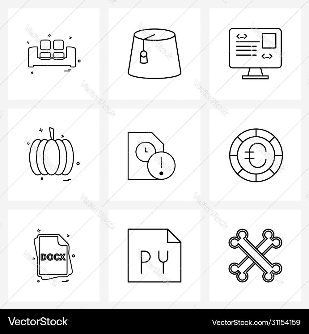 Isolated symbols set 9 simple line icons vector image