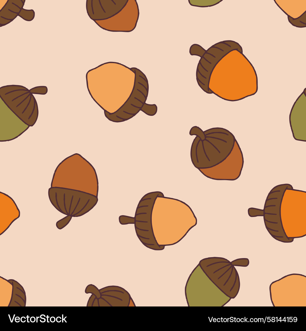 Nut Seamless Pattern - Autumn Texture Vector Image
