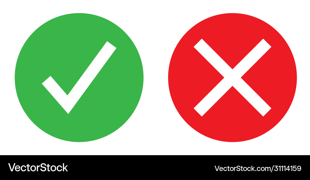 Plain icon showing yes or no color Plain icon showing yes or no color vector image