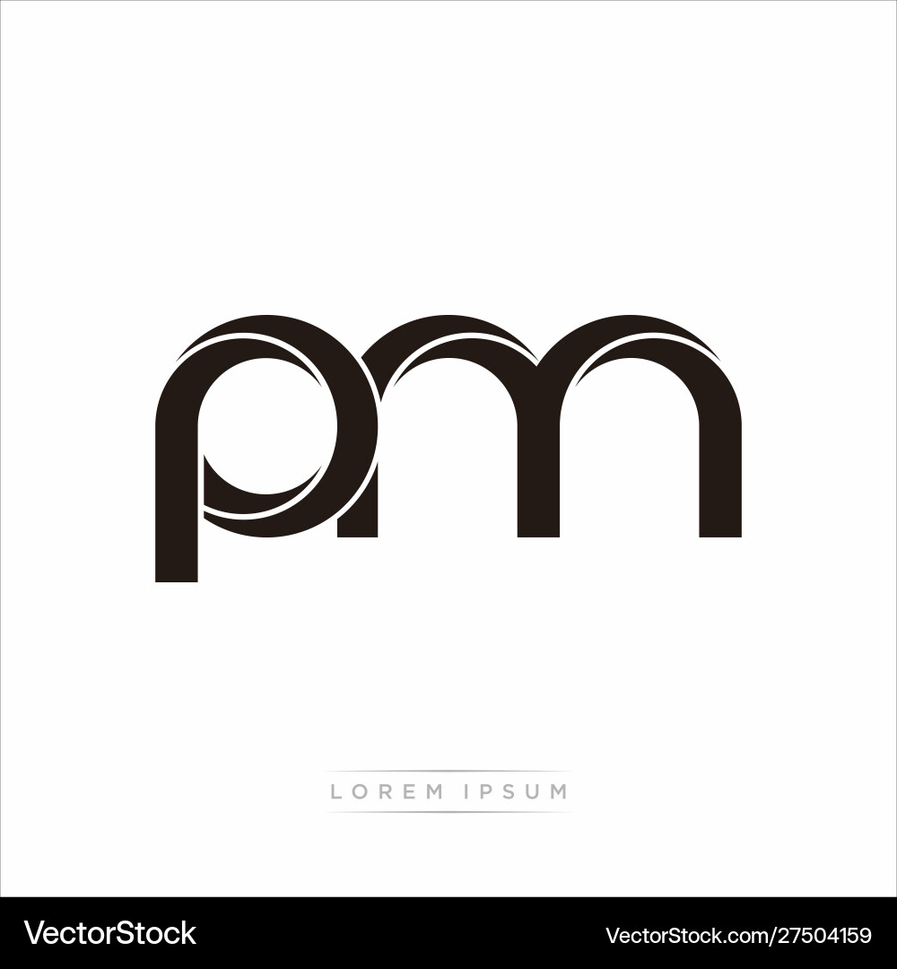 Pm initial letter split lowercase modern monogram Pm initial letter split lowercase modern monogram Vector Image
