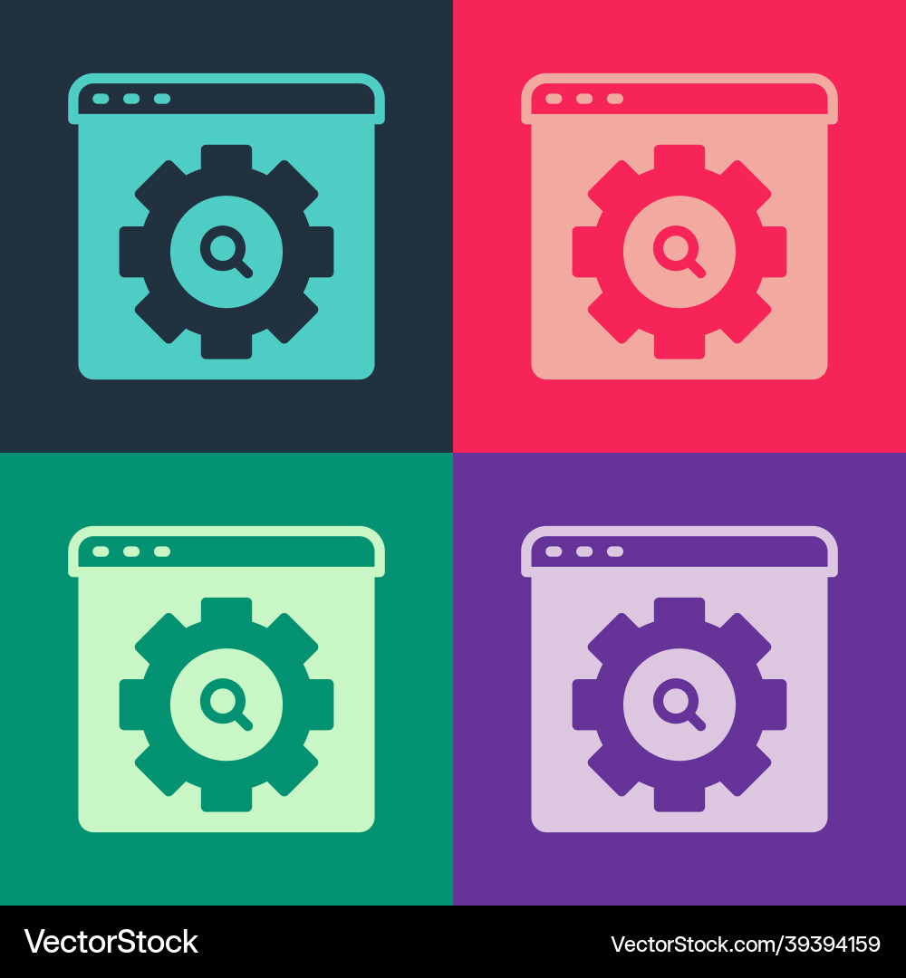 Pop art browser setting icon isolated on color Pop art browser setting icon isolated on color vector image