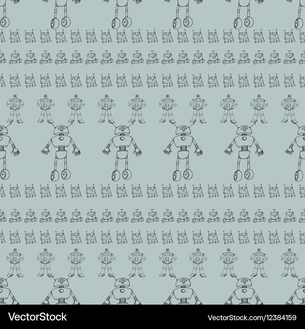 Robot doodles pattern Vector Image
